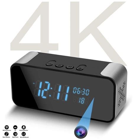 WiFi Hidden Camera Alarm Clock With Bluetooth Speaker JOZAVTEE 1080P