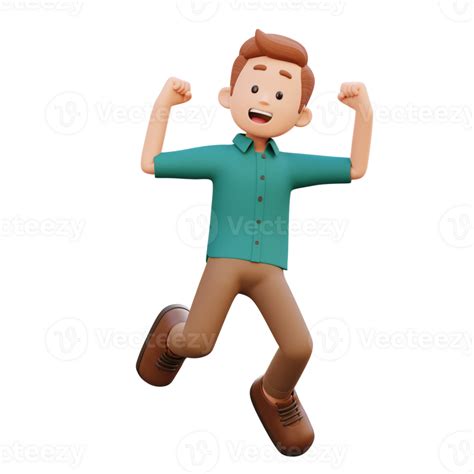 3d Male Character Happy Jumping 23583633 Png