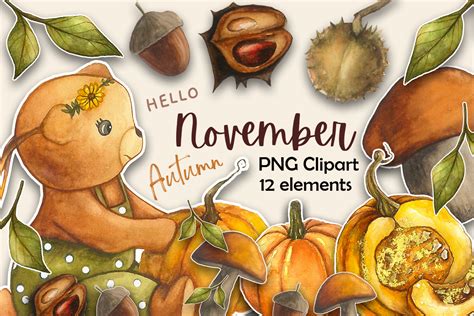 Thanksgiving | Fall November Clipart Graphic by ArtWifeShop · Creative ...