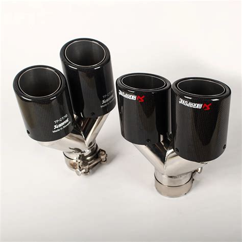 Classic Twin Outlets Y Type Akrapovic Glossy Black Carbon Exhaust Tip