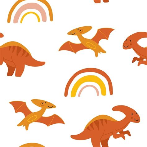 Motif répétitif de couleur transparente vectorielle avec des dinosaures