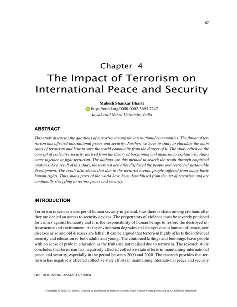 Pdf The Impact Of Terrorism On International Peace And Security