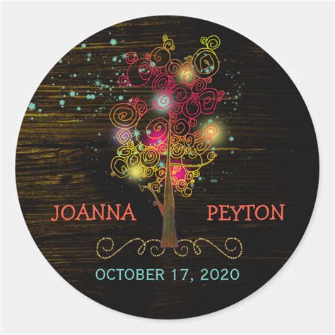 Spiral Trees Rural Wedding Save The Date Classic Round Sticker Zazzle