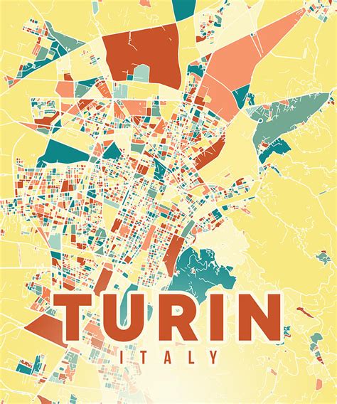 Turin Italy Map Digital Art by Alexandru Chirila - Pixels