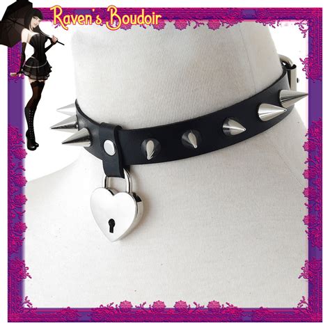 Punk Aesthetic Leather Spiked Heart Choker Etsy