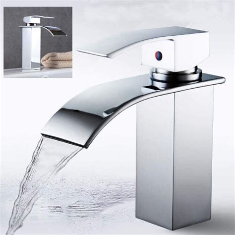 Tall Waterfall Bathroom Taps Basin Mixer Tap Counter Top Brass on OnBuy