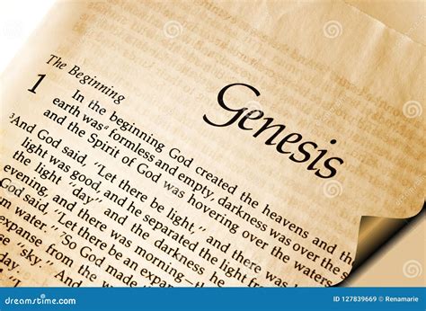 Abra La Página En La Biblia Que Muestra A Genesis Chapter Un Verso Uno