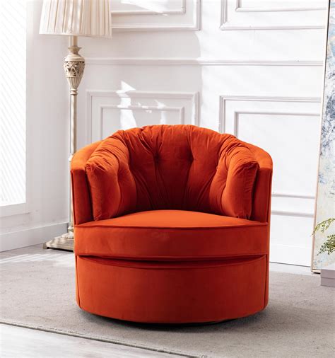 LUXMOD Modern Akili Swivel Accent Chair Barrel Chair for Home Living