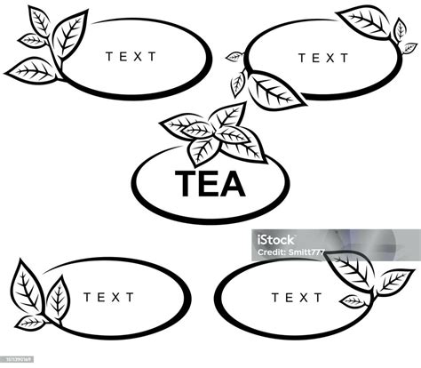 Green Tea Leaves Set Collection Green Tea Leaves Frame Vector Stock