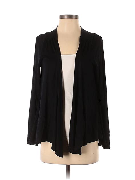 Soft Surroundings Color Block Solid Black Cardigan Size S Off