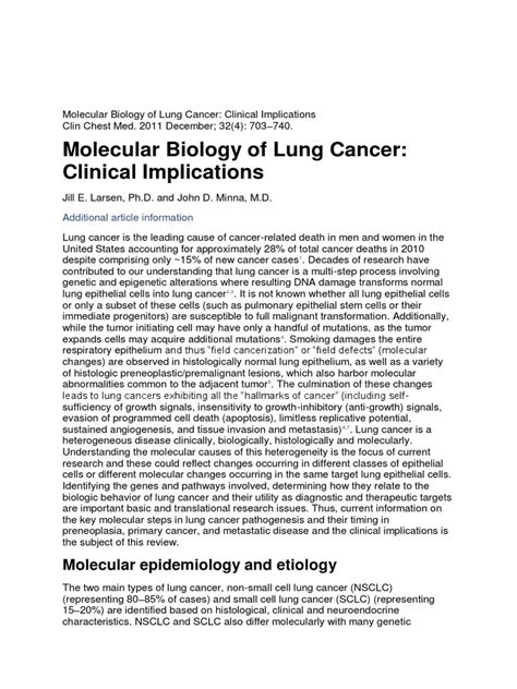 Molecular Biology of Lung Cancer | Download Free PDF | Epidermal Growth ...