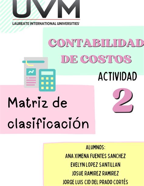 A Cc Actividad Blackboard Actividad Clasificacin De Costos De