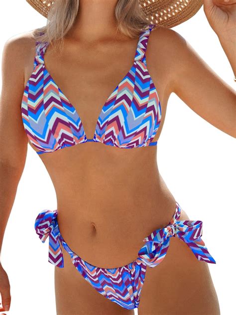 Amazon Zaful Women S Bikini Sets Triangle Smocked High Cut Sexy