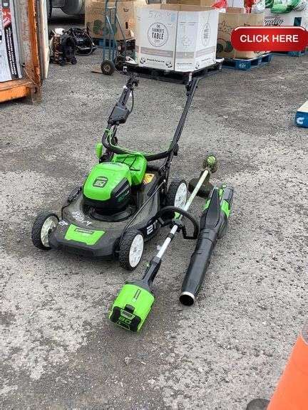 Greenworks 80v mower,trimmer ,blower - Rideau Auctions