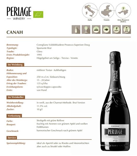 Perlage Canah Valdobbiadene Prosecco Docg Inbiovinoveritas