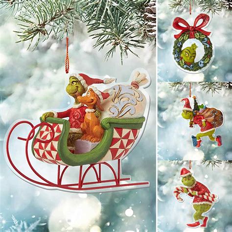 4Pcs Grinch Christmas Tree Decorations Grinch and Max Christmas Decorations Xmas Tree ...