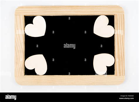 Vintage Chalkboard With Wooden Frame Isolated On White Craft Heart