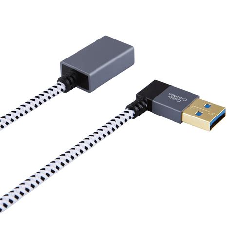 Cablecreation Cable De Extensión Usb 3 0 Corto De 1 Pie ángulo Izquierdo Usb 3 0 Macho A