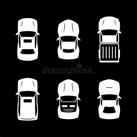 Set Glyph Icons Of Car Top View Stock Illustration Illustration Of