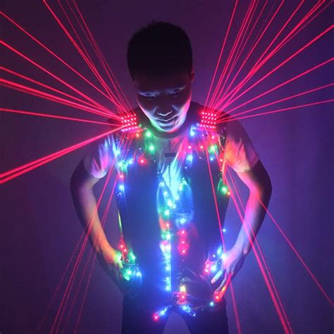 Fashion Red Laser Waistcoat Laserman Led Vest Suits Clothes Stage