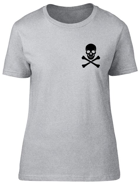 Skull Crossbones Pocket Design Gothic Womens Ladies Fitted Tee T Shirt Ebay