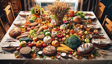 Premium Ai Image Traditional Harvest Feast Setup