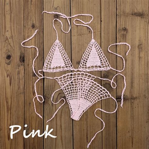 CROCHET STRING BIKINI G Thong String Beach Micro Swimwear Sexy Microkini Sets PicClick UK