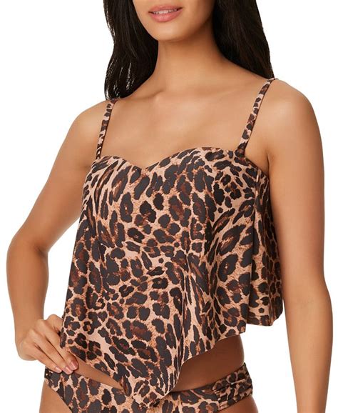 Bar Iii Womens Cheetah Bandeau Tankini Top Created For Macys Macys