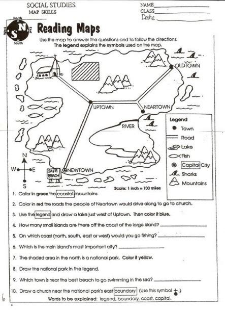 Map Legend Worksheets 7th Grade