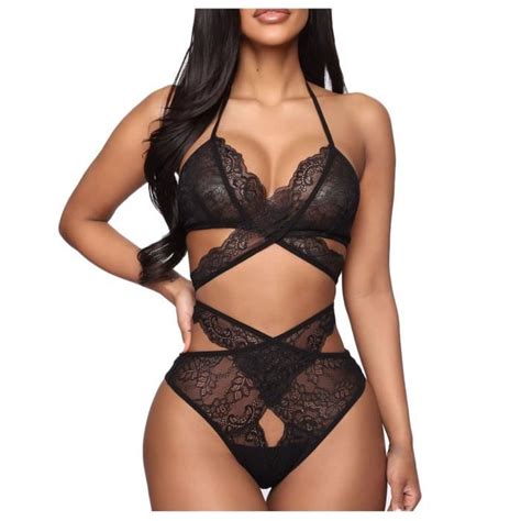 Femmes Sexy Croix Dentelle Sans Fil Soutien Gorge Sexy Noir Lingerie