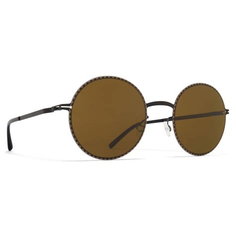 Mykita Lale Lite Black Sand Brown Metal Collection Sunglasses