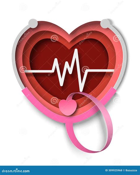 Heart Medical Checkup Papercut Poster Vector Illustration Stock Vector