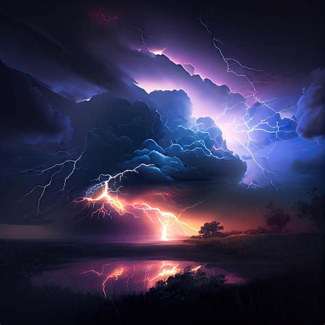 Premium Photo | Thundercloud with lightning generative ai