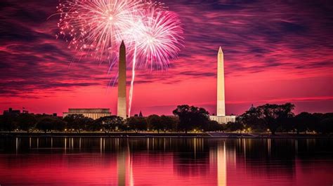 Premium AI Image | Fireworks explode over the washington monument.