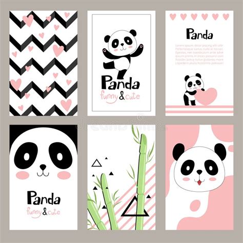 Pandas Invitation Cards. Newborn Cute Animals of Chinese Bear Holiday ...