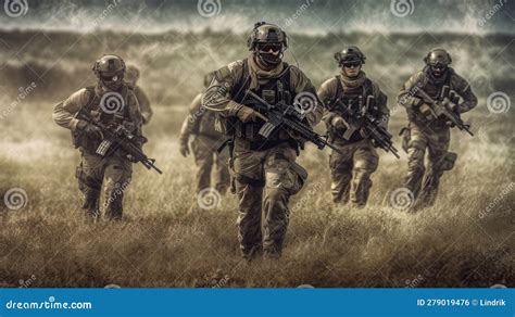 Military Special Forces on a Mission Stock Illustration - Illustration ...