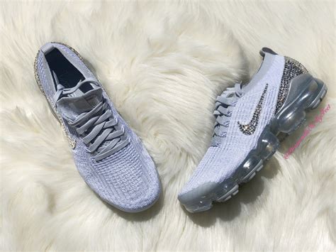 Swarovski Women S Nike Vapormax Flyknit 3 White Silver Etsy