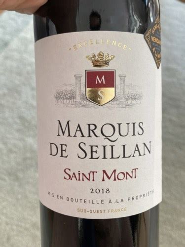 2018 Plaimont Marquis de Seillan Saint Mont Cuvée Excellence Vivino US