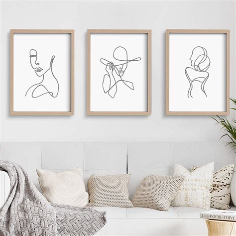 Artbyhannah Pack X Inch Framed Minimalist Line Wall Art Decor