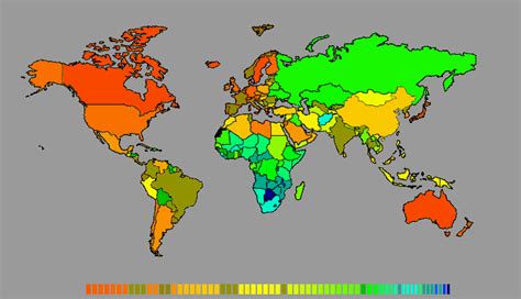 World Map Showing Life Expectancy By Country Datawithoutgreenland