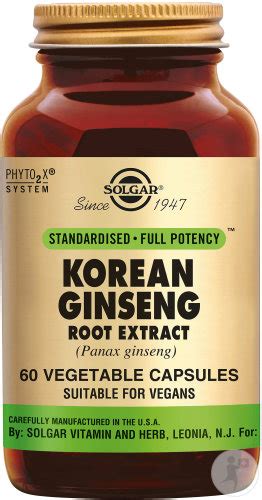 Solgar Korean Ginseng Root Extract 60 Gélules Végétales Newpharma