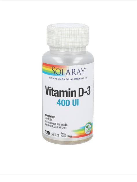 Vitamina D3 400 UI 120 Perlas Solaray