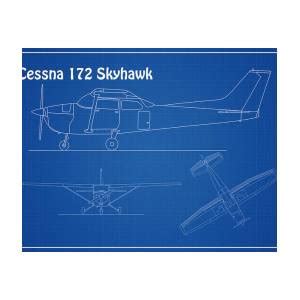 Cessna Skyhawk Airplane Blueprint Drawing Plans Ad Poster By