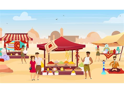 Arabic Bazaar Flat Color Vector Illustration By The Img EpicPxls