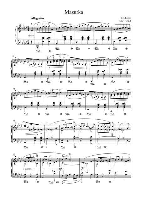 Chopin Mazurka Op No For Piano Solo Sheet Music Chopin