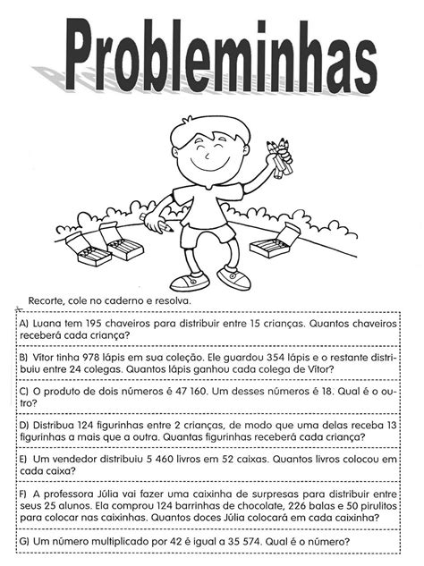 Situações Problemas Envolvendo Adição Subtração E Multiplicação 4o Ano