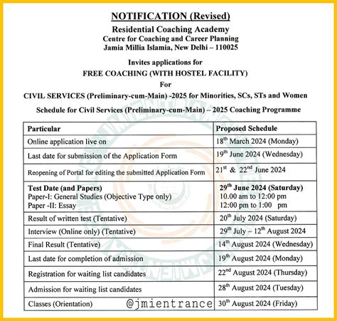 Jamia Rca Forms 2024 Important Dates Jmi Upsc Ias Free Coaching