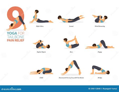 Yoga Pose Of Asana Posture For Work Out In Tailbone Relief Concept