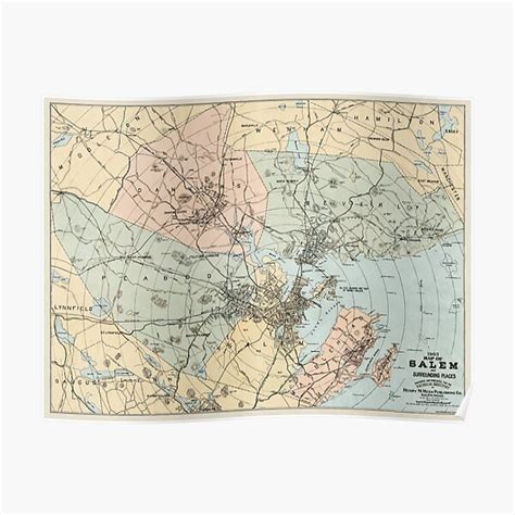 Vintage Map Of Salem Massachusetts Poster For Sale By Gin Nek Shop Redbubble