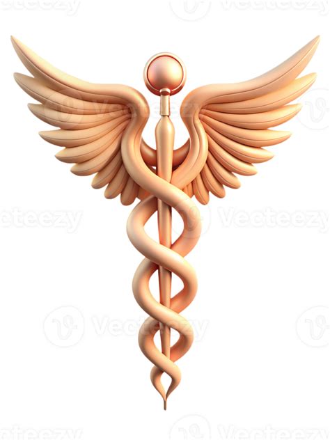 Caduceus Medical 3d Symbol Medical Snakes Wings Wand As Medicine